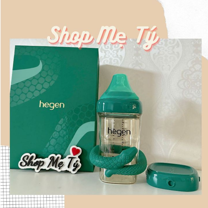  HEGEN RẮN XANH  Bộ bình sữa Hegen Serpentine Treasures 240ml núm ti M + nắp trữ sữa + gặm nướu silicone 