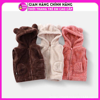 Áo Gile Lông cho bé, áo khoác lông cừu sát nách màu đông cho bé trai, gái mềm mịn 2 mặt lông giữ nhiệt cho bé