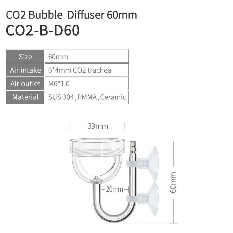Cốc sủi CO2 Week Aqua (Inox) siêu mịn cho bể thuỷ sinh