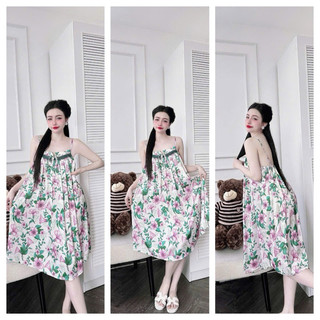 Đầm hai dây lụa latin 40-70kg vừa.