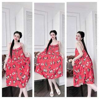 Đầm hai dây lụa latin 40-70kg vừa.