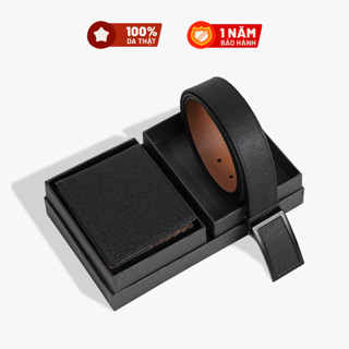 BỘ QUÀ TẶNG CHO NAM - Thắt lưng và ví da thật cao cấp LAGOM - SET01