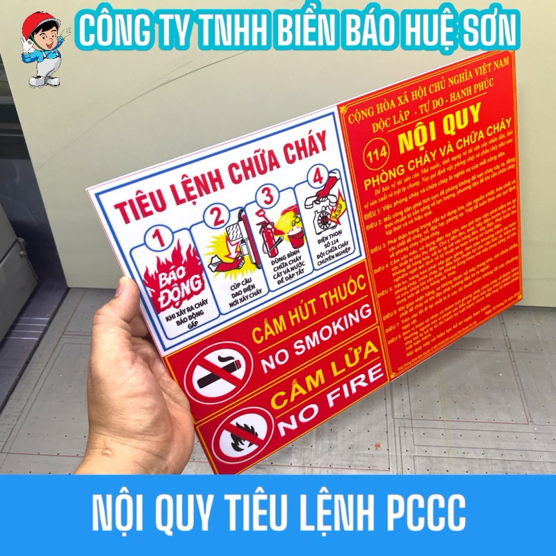 Nội quy PCCC và tiêu lệnh chất liệu Mica dày 1.5mm Có Hoả Tốc