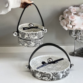  Hộp mứt tết hình tròn họa tiết .Khay đựng mứt tết  bánh kẹo  hoa quả khô 