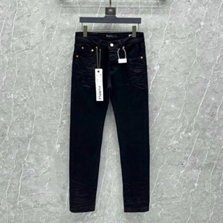 Quần jean bò nam Purple đen trơn nhăn sóng đính 4 cúc khắc chữ hãng treo tem mác lụa - quần trơn đi học QJ138