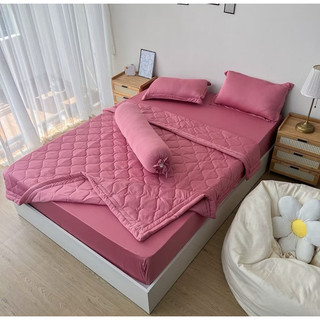 BỘ CHĂN GA ÔM KHÓA KÉO MÀU TRƠN chất thun lạnh co giãn 4 chiều (họa tiết ôm dây rút )