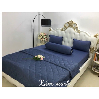 BỘ CHĂN GA ÔM KHÓA KÉO MÀU TRƠN chất thun lạnh co giãn 4 chiều (họa tiết ôm dây rút )