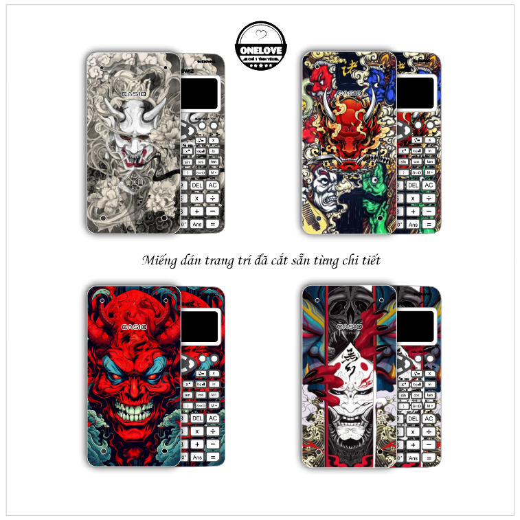 MIếng dán skin mẫu Quỷ Oni Hanyan cho máy tính bỏ túi Casio FX 580VNX , 570VN Plus , 570 ES , 880 BT