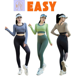 Bộ Tập Gym Yoga Nữ Dài Tay Phối Màu Set Tập Gym Nữ Mùa Đông Quần Dài Áo Croptop Tay Dài Kèm Mút(TD022)