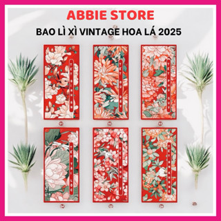Bao Lì Xì Tết 2025 Chủ Đề Vintage Hoa Lá Bốn Mùa Phú Quý, Phong Bì Lì Xì Chất Liệu Giấy C150 Dày Dặn