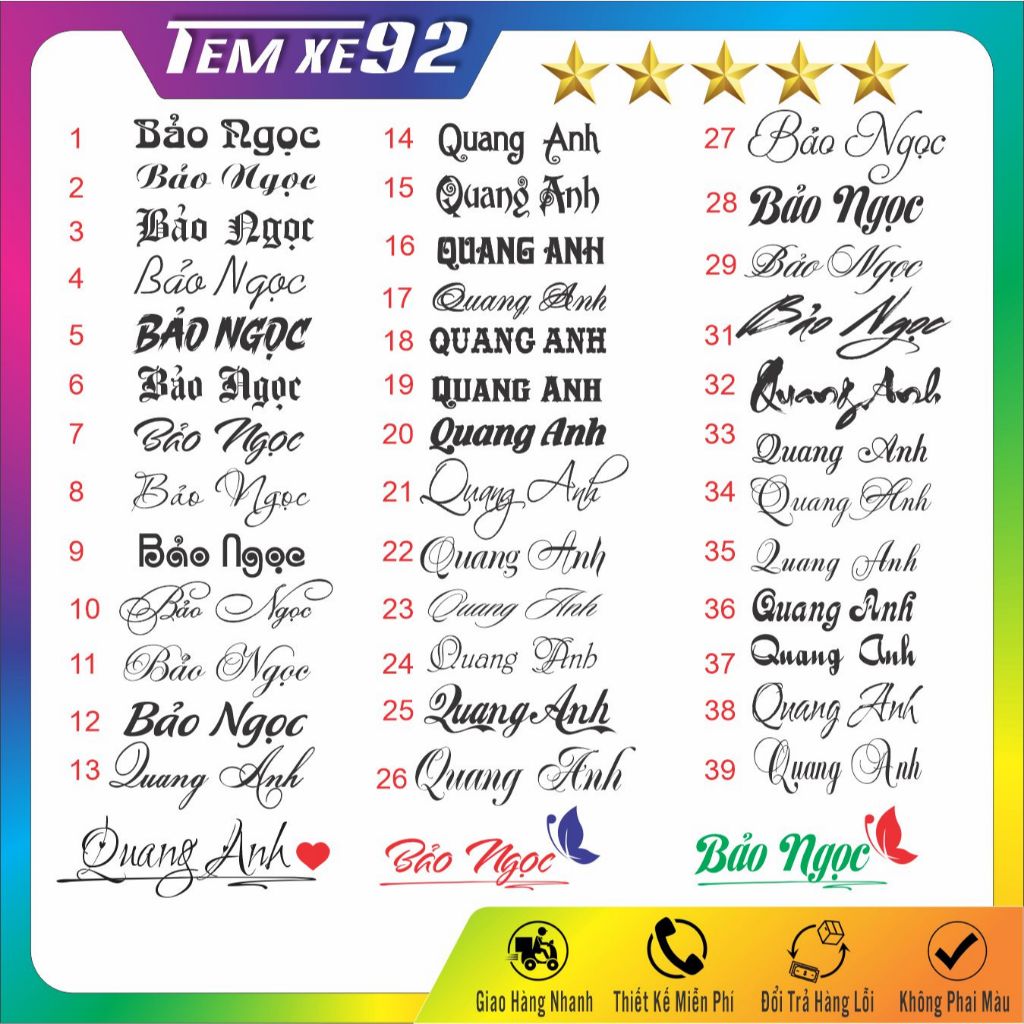 chữ ký theo tên, Tem dán xe theo yêu cầu