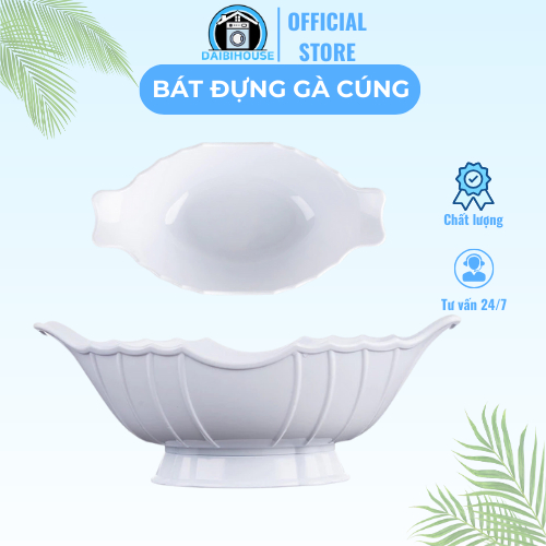 Bát thuyền đa năng, chất liệu nhựa cao cấp dày dặn màu trắng sứ, bát đĩa đựng gà nguyên con, đựng trái cây, bày đồ ăn