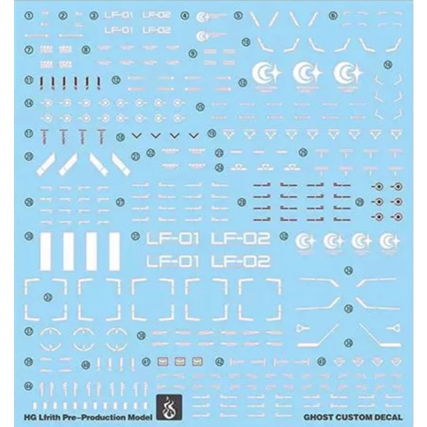 Đề can - Decal nước cho mô hình lắp ráp HG Lfrith Pre Production