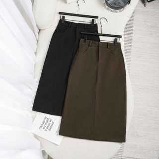  Chân váy dạ ép Evalover mã 615 dáng A dài xẻ sau chất dạ cao cấp  tặng kèm đai 