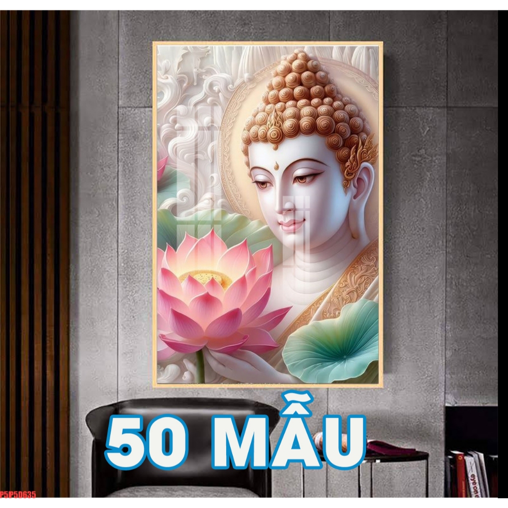 Tranh phật 3d tráng gương  /tranh phật thích ca - phật adida/ tranh tráng gương treo trường có khung