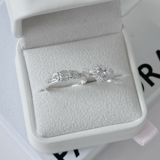  Nhẫn đôi OCTOBER JEWELRY đơn giản bạc thật kèm hộp da NĐ432 