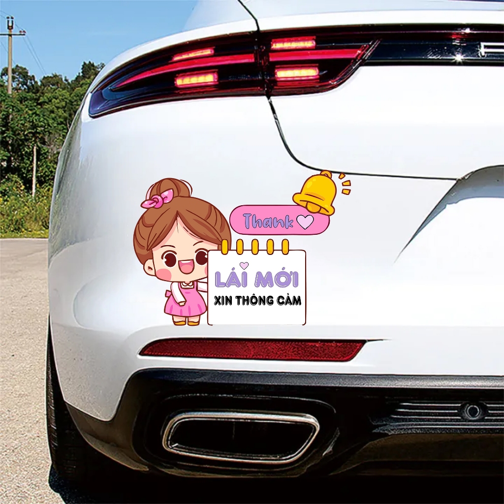 Dán Xe Oto Mẫu Cute Girl Lái Mới chống nước, dán xe oto, dán xe máy, trang trí Oto in hình theo yêu 