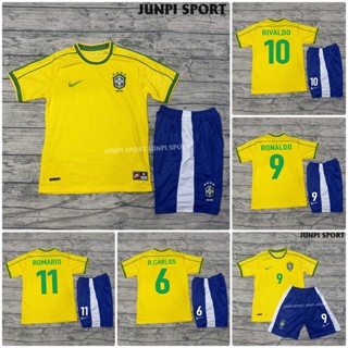 QUẦN ÁO BÓNG ĐÁ ĐỘI TUYỂN BRASIL- BẢN RETRO 1998 - VẢI GAI THÁI CAO CẤP