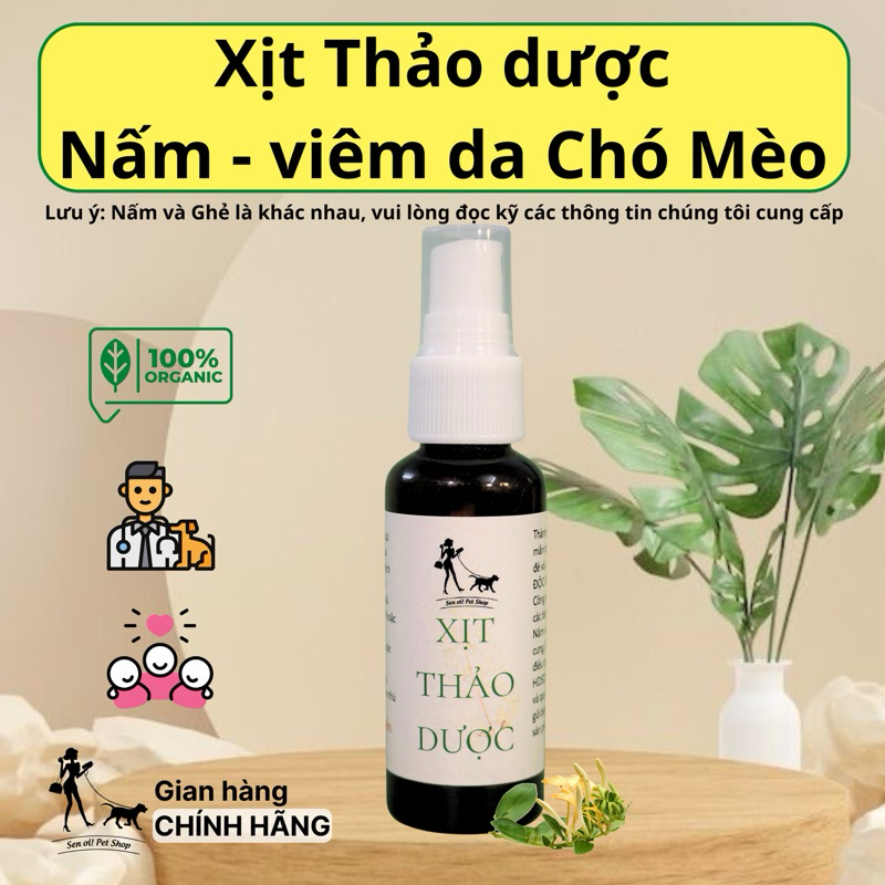 Xịt nấm, viêm da, ghẻ chó mèo từ Thảo dược