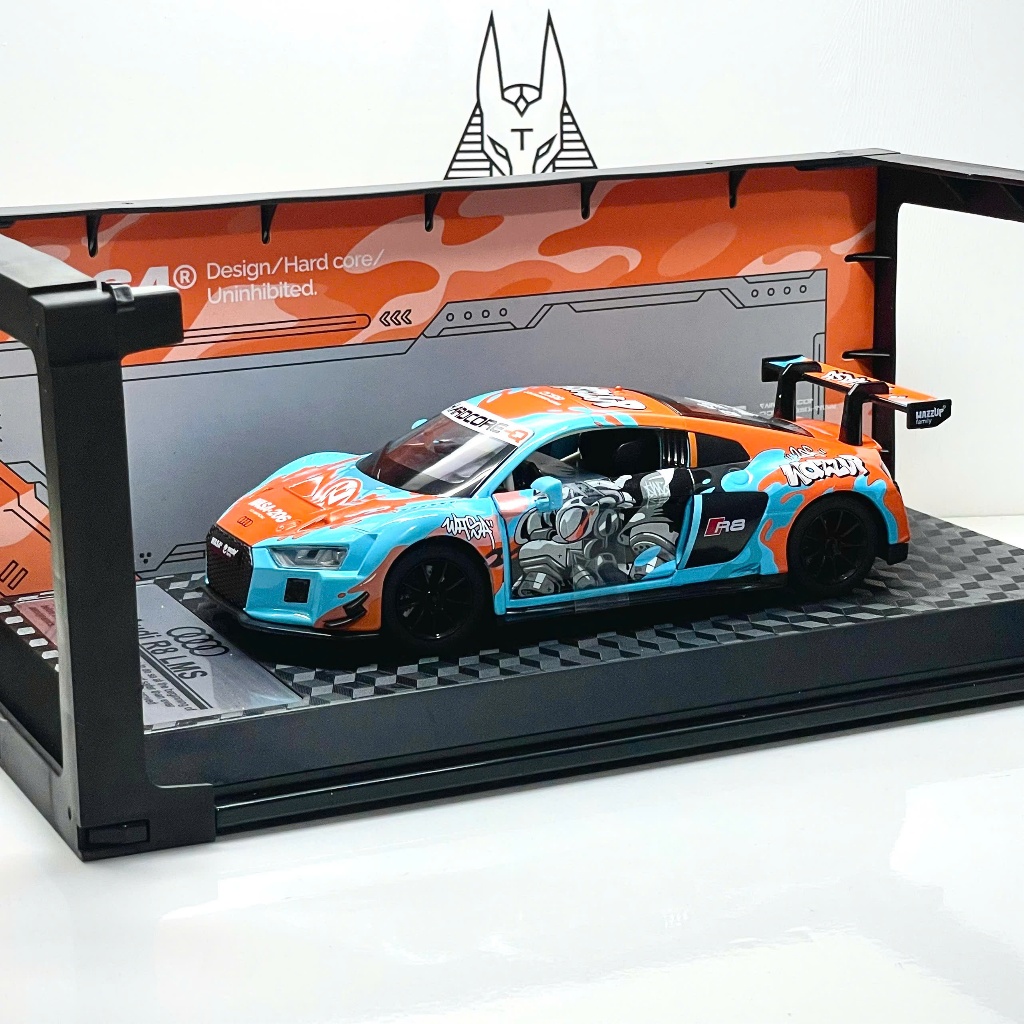 Mô Hình Xe Ôtô Kim Loại 1/24 Siêu Xe AUDI R8 LMS WASA Sẵn Đế Dùng Để Trưng Bày Bàn Làm Việc
