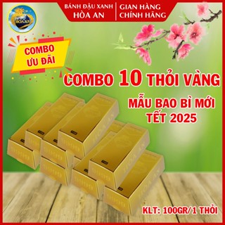Combo 10 Hộp Bánh Đậu Xanh Hòa An Thỏi Vàng 100Gr