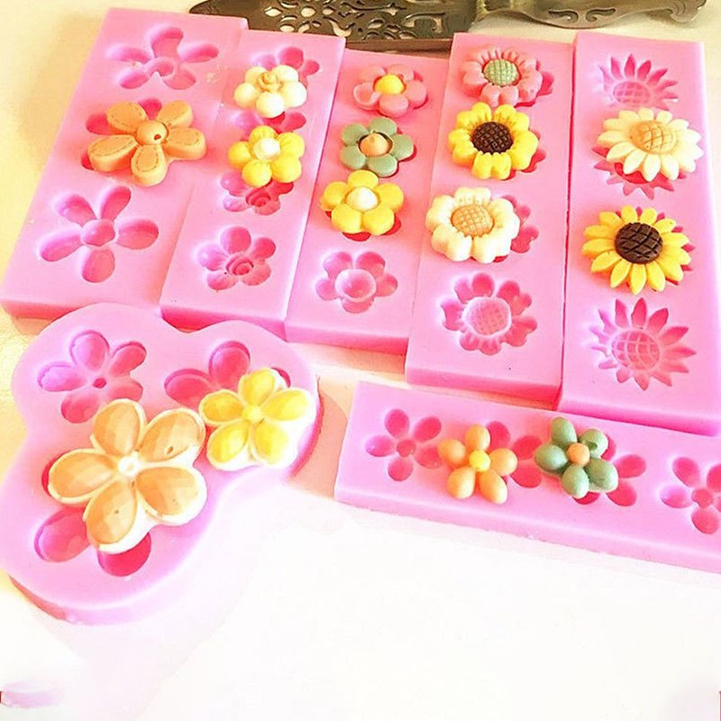 Khuôn silicon vỉ 4 hoa nhí nhỏ