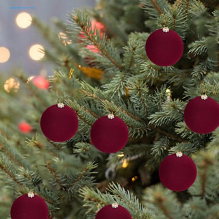 Set 6 quả châu nhung đỏ đô nhiều kích cỡ dùng trang trí Noel, cây thông, thả trần