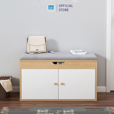 Tủ Giày Đa Năng Kiêm Tủ Để Đồ Có Ghế Bọc Nệm 80x34x45cm Thương Hiệu SIB Decor TG16