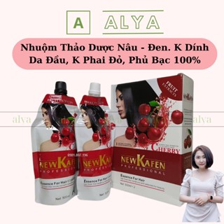  Nhuộm đen Nhuộm nâu New Kafen Cherry CAO CẤP không dính da đầu 500MLX2 - Phủ bạc tóc nhanh và tiết kiệm ALYA 