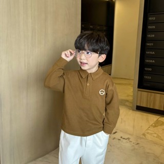 Áo dài tay polo Beemo in nổi phối cúc vải cotton thoáng mát cho bé trai từ 9-25kg 4526ADK