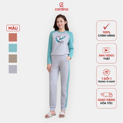 Đồ đồ nữ CARDINA chất liệu nỉ da cá kiểu dáng bo gấu phối tay raglan trẻ trung lạ mắt trẻ trung 4BNF03