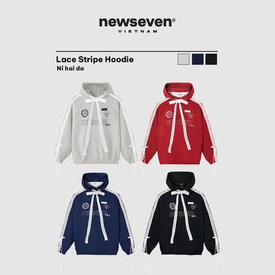 Áo Hoodie Nỉ Đính Ren NEWSEVEN Lace Stripe Hoodie HD.411