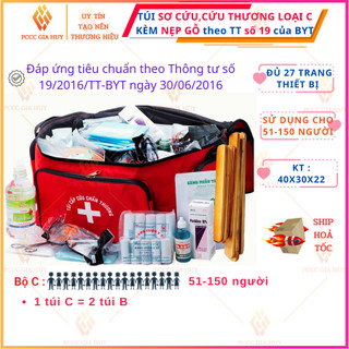 Túi Sơ Cứu, Túi Y Tế Loại A,B,C kèm nẹp gỗ-Đầy đủ 27 trang thiết bị theo TT số 19 của BYT