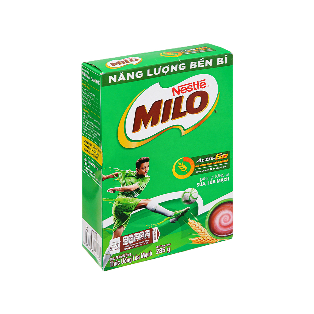Sữa bột Milo Active Go Nestle lúa mạch - Loại hộp giấy 285G + lon nhựa 400G