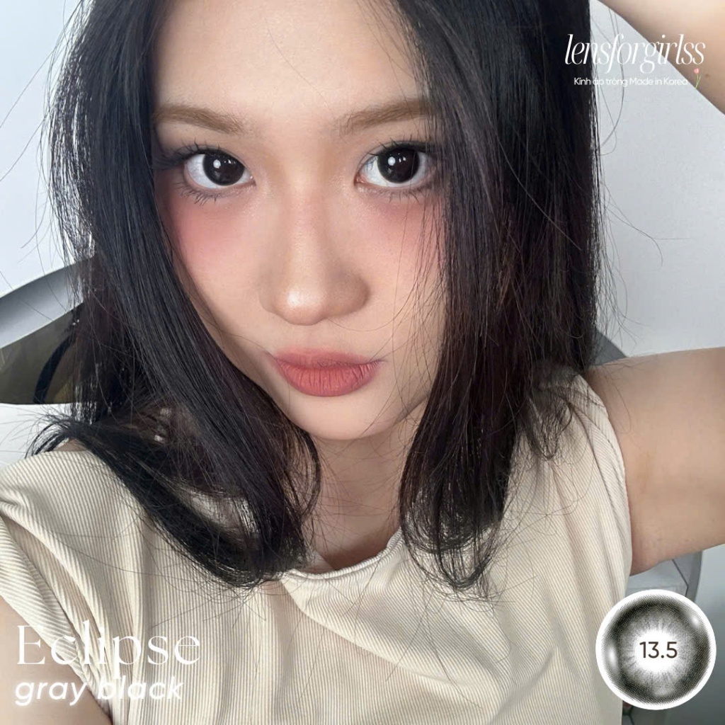 Kính áp tròng GIÃN TRÒNG hack mắt to tròn ECLIPSE GRAY BLACK chính hãng HERA | Lens cận | LENSFORGIRLSS | BigBuy360 - bigbuy360.vn
