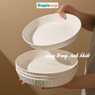  Đĩa Sứ Trắng Basic Lòng Sâu Đĩa Sứ Tròn Đơn Giản Sang Trọng DIA009 