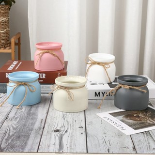 Chậu hình túi để bàn nhỏ xinh kèm xốp phủ cỏ có sẵn dây gai cắm hoa trồng cây giả trang trí nhà cửa xinh xắn