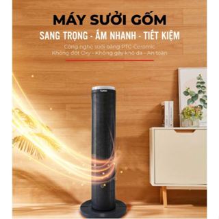Máy sưởi gốm RAPIDO RCH-2000SDB công suất 2000w làm ấm phòng nhanh, công nghệ Ceramic không đốt Oxy, bảo hành 12 tháng