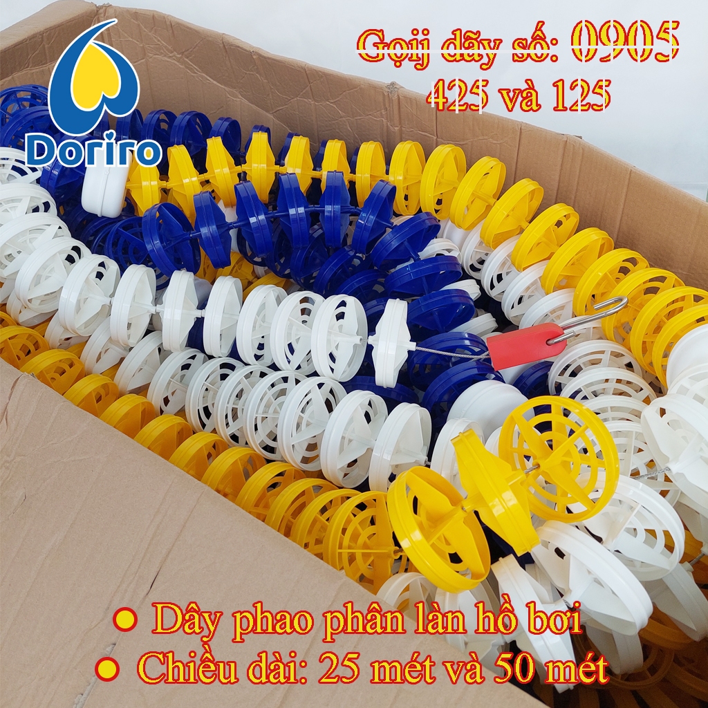 Dây phao phân làn hồ bơi, dài 50 mét HOẶC CHIỀU DÀI THEO YÊU CẪU CỦA KHÁCH, dây xuyên tâm bằng ny-long hoặc bằng thép.