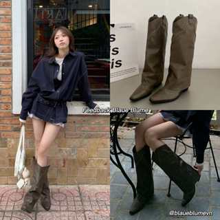 BlaueBlume🦋 Stud Cowboy Boot Boot cao bồi nữ cao cổ