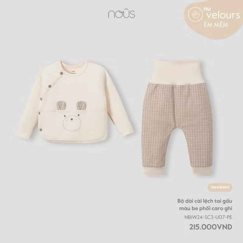 Nous newborn- Bộ cài lệch Nous sơ sinh cho bé trai bé gái