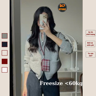 Áo len công sở túi ngang chất len lông thỏ ấm có khoá kéo 2 đầu 247store official cardigan7703_P3K6