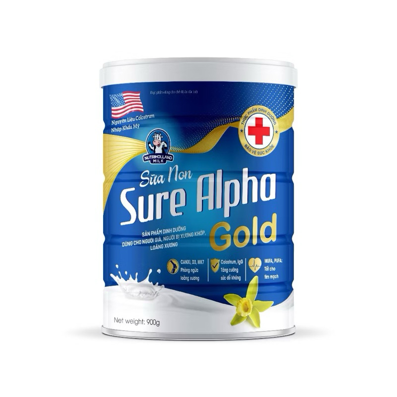 [Chính Hãng]Sữa Non Sure Alpha Gold 900g hỗ trợ xương khớp tim mạch