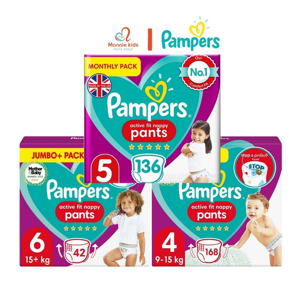 (SIZE 4/ 84M/ 9-15KG) Bỉm Quần PAMPERS Nội Địa UK Premium Protection Nappy Pants