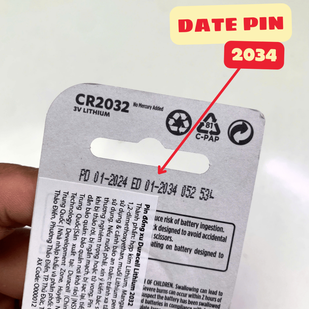 Pin Cr2032 Duracell dung lượng lớn 3V hàng xịn combo 2 viên