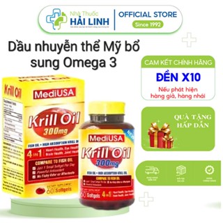 Dầu nhuyễn thể Krill Oil MediUSA 300mg Bổ sung Omega 3  Tặng quà  Hỗ trợ sức khỏe tim mạch (hộp 60 viên )