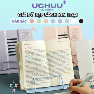 Giá Đỡ Kẹp Sách Kim Loại UCHUU Giá Kê Đọc Sách Chỉnh Được Có Thanh Chắn, Chống Trượt, Màu Pastel