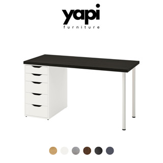 [Freeship Hà Nội] Bàn làm việc IKEA 1 tủ ngăn kéo 140x60x73cm mặt bàn dày 3cm gỗ MDF cao cấp YAPI-405