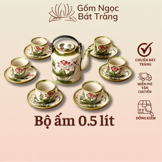 Ấm tích gốm sứ bát tràng 0,5 lít, ấm tích pha trà hãm chè, ấm tích giả cổ, ấm tích men rạn