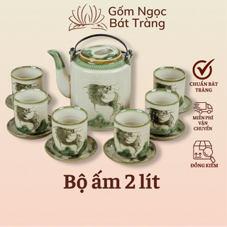 Ấm tích gốm sứ Bát Tràng, ấm tích pha trà hãm chè, ấm tích giả cổ dung tích 2 lít